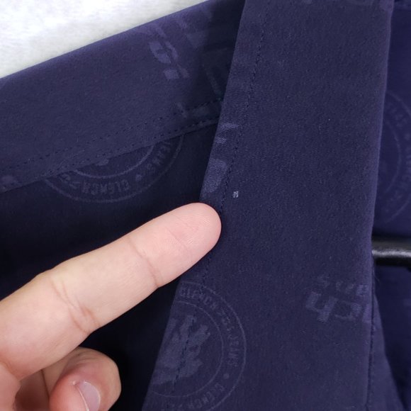 Vtg Clench Jeans 701 Men's XL Navy Blue Spellout Logo Button Up Shirt Y2K - Picture 9 of 9